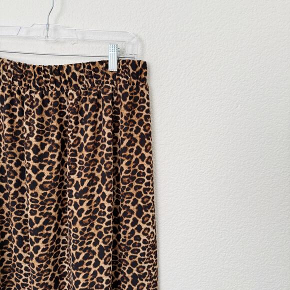[Lucky & Blessed] Brown Leopard Print Double Side Slit Faux Wrap Maxi Skirt 2X - Picture 9 of 12